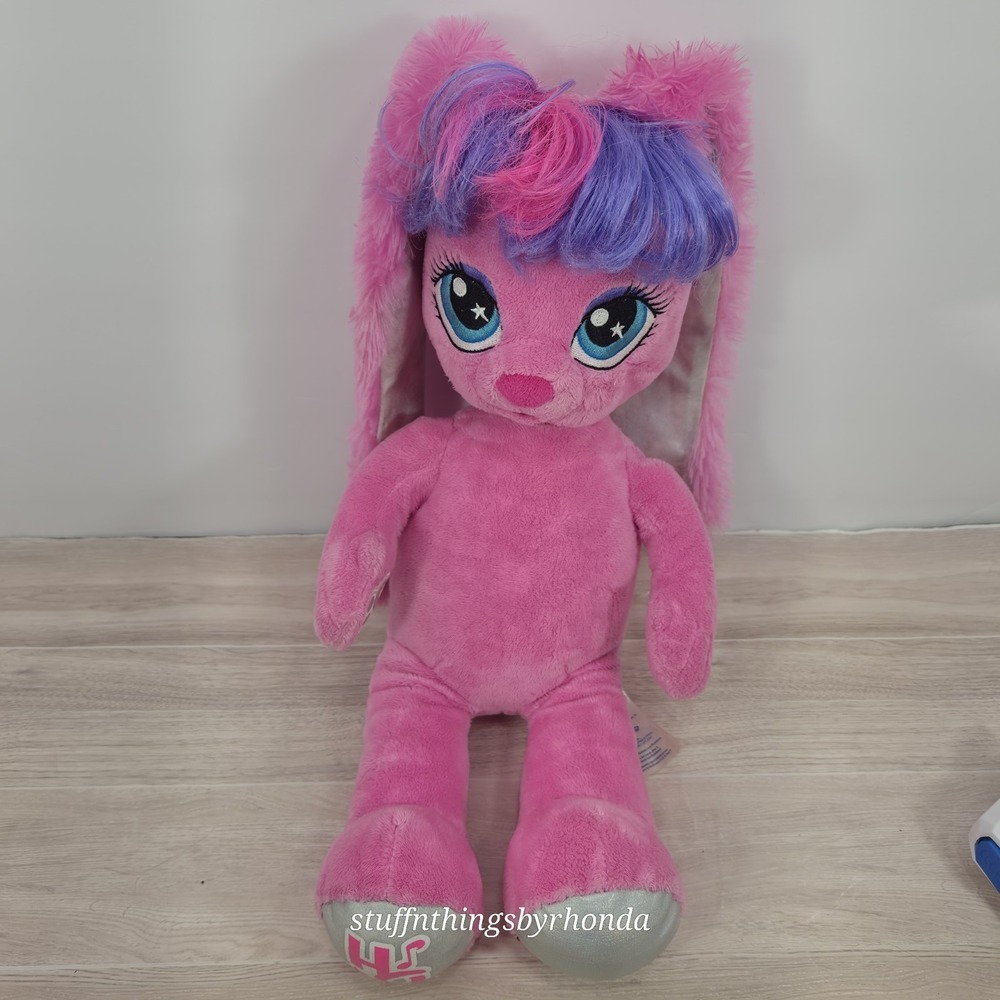 Build A Bear Honey‎ Girl Risa Plush 20" Pink Bunny Rabbit Pink & Purple hair